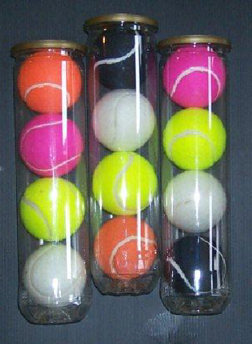   different coloured tennis balls